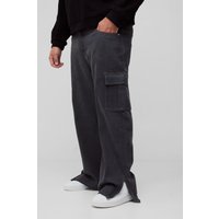 Plus gerade Cargo-Jeans mit Reißverschluss-Saum - Grau - 46, Grau Plus gerade Cargo-Jeans mit Reißverschluss-Saum - Grau - 46, Grau von boohooman