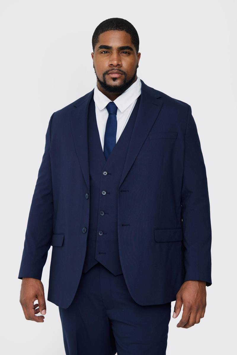 Plus dunkelblaue Essential Anzugjacke - 50, Blau von boohooman