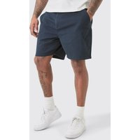 Plus dunkelblaue Slim-Fit Chino-Shorts - 40, Blau von boohooman
