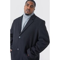 Plus einreihiger Mantel in Wolloptik - Schwarz - 2XL, Schwarz Plus einreihiger Mantel in Wolloptik - Schwarz - 2XL, Schwarz von boohooman