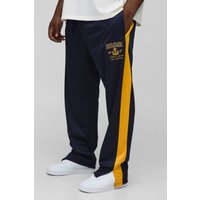 Plus gestreiftes Homme Trikot-Jogginghose mit geteiltem Saum - Blau - 3XL, Blau von boohooman