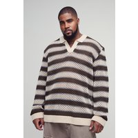 Plus gestreiftes Rugby-Poloshirt von boohooman