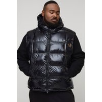 Plus hochglänzende Steppweste mit Kapuze von boohooman