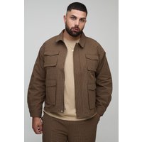 Plus karierte Oversize Ripstop Cargo-Shacket - Braun - 2XL, Braun von boohooman