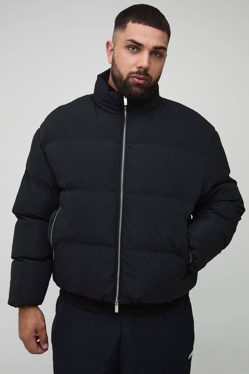 Plus kastige Man Steppjacke mit Trichterkragen - Schwarz - 2XL, Schwarz von boohooman
