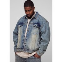 Plus kastige Oversize Stonewash Jeansjacke - XXL, stonewash Plus kastige Oversize Stonewash Jeansjacke - XXL, stonewash von boohooman
