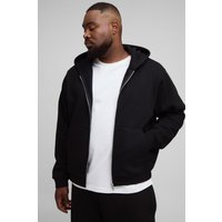 Plus kastiger Basic Hoodie mit Reißverschluss - Schwarz - 4XL, Schwarz von boohooman