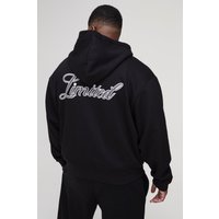 Plus kastiger Limited Hoodie mit Reißverschluss - Schwarz - 3XL, Schwarz von boohooman