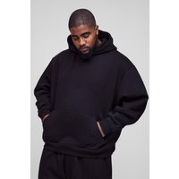 Plus kastiger Oversize Basic Hoodie - Schwarz - XXL, Schwarz von boohooman