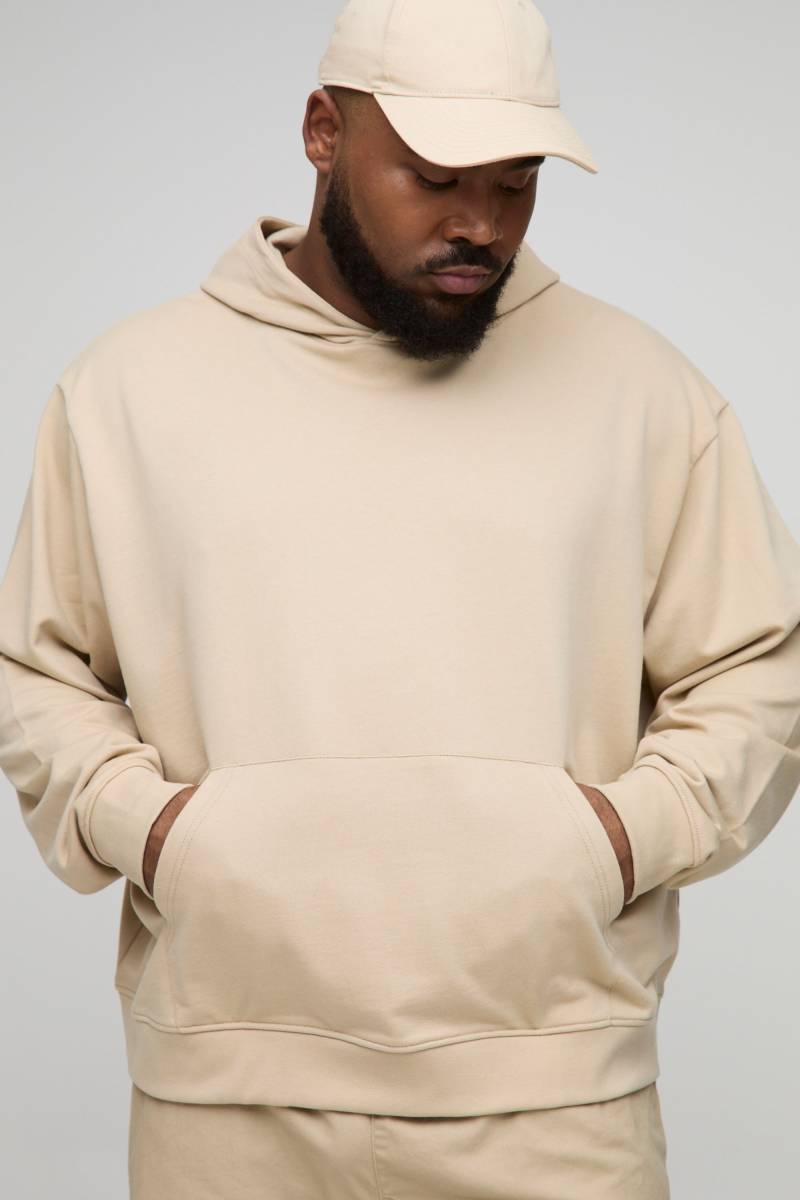 Plus kastiger Oversize Basic Hoodie - Taupe - 2XL, Taupe von boohooman
