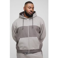 Plus kastiger Oversize Man Hoodie mit Reißverschluss - Grau - XXL, Grau von boohooman