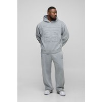 Plus kastiger Oversize Trainingsanzug mit Acid-Waschung - Grau - 4XL, Grau von boohooman