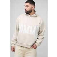 Plus kastiger Oversize Twill-Hoodie mit Kontrast-Naht - Grau - XXXL, Grau von boohooman