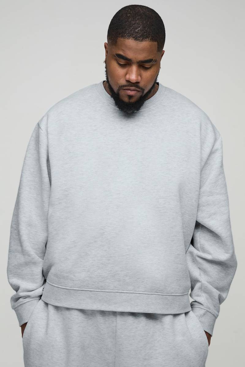 Plus kastiges Oversize Basic Sweatshirt - Grau - XXXXXL, Grau von boohooman