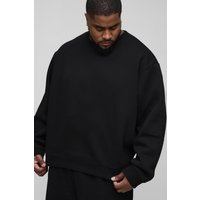 Plus kastiges Oversize Basic Sweatshirt - Schwarz - XXL, Schwarz von boohooman