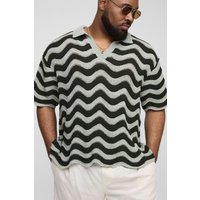 Plus kastiges Oversize Strick-Poloshirt von boohooman