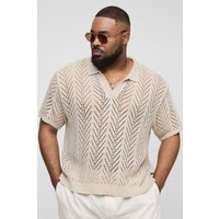 Plus kastiges Oversize Strick-Poloshirt von boohooman