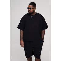 Plus kastiges Oversize T-Shirt & Shorts - Schwarz - 4XL, Schwarz von boohooman
