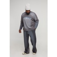 Plus kastiges Oversize T-Shirt & lockere Jogginghose - Grau - 2XL, Grau von boohooman