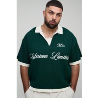 Plus kastiges geripptes Oversize Man Poloshirt - Grün - 4XL, Grün Plus kastiges geripptes Oversize Man Poloshirt - Grün - 4XL, Grün von boohooman