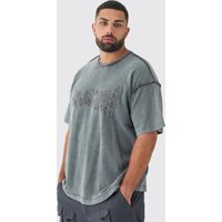 Plus kastiges zerrissenes Oversize T-Shirt - Grau - XXL, Grau Plus kastiges zerrissenes Oversize T-Shirt - Grau - XXL, Grau von boohooman