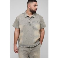 Plus kurzärmliges Oversize Rugby-Hemd - Ecru - 5XL, Ecru Plus kurzärmliges Oversize Rugby-Hemd - Ecru - 5XL, Ecru von boohooman
