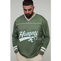 Plus langärmliges Oversize Homme T-Shirt aus Mesh von boohooman