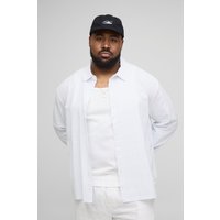 Plus langärmliges Oversize Leinen-Hemd - Weiß - 3XL, Weiß von boohooman