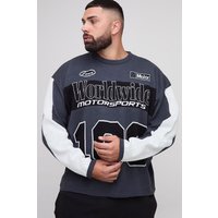 Plus langärmliges Oversize T-Shirt mit Moto 100 Print von boohooman