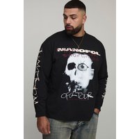 Plus langärmliges Oversize T-Shirt mit Official TOUR Print von boohooman