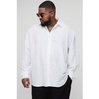 Plus langärmliges Super Oversize Hemd aus Leinenmischung - Weiß - 4XL, Weiß von boohooman