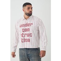 Plus langärmliges kastiges Oversize Hemd mit Streifen - Grau - XXXL, Grau von boohooman