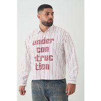 Plus langärmliges kastiges Oversize Hemd mit Streifen von boohooman
