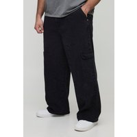 Plus lockere Cargo-Jeans - Schwarz - 46, Schwarz von boohooman