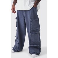 Plus lockere Cargo-Jeans mit Taschen - Grau - 38, Grau von boohooman