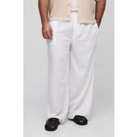 Plus lockere Hose in Leinenoptik mit elastischem Bund - Weiß - 4XL, Weiß von boohooman