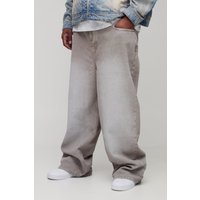 Plus lockere Jeans - Taupe - 40, Taupe von boohooman