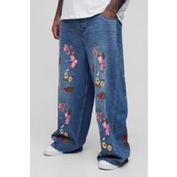 Plus lockere Jeans mit Blumenstickerei von boohooman