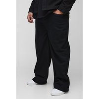 Plus lockere Jeans mit Bundfalten - Schwarz - 40, Schwarz von boohooman