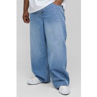 Plus lockere Jeans mit Taschen-Detail - mid wash - 40, mid wash von boohooman