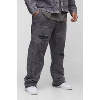 Plus lockere zerrissene Hose mit Acid-Waschung - Grau - XXXXL, Grau von boohooman