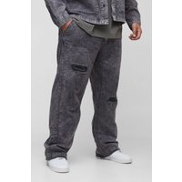 Plus lockere zerrissene Hose mit Acid-Waschung von boohooman