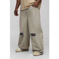 Plus lockere zerrissene Jeans - Grau - 40, Grau Plus lockere zerrissene Jeans - Grau - 40, Grau von boohooman