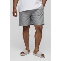 Plus mittellange Badehose mit Logo - Grau - 3XL, Grau von boohooman