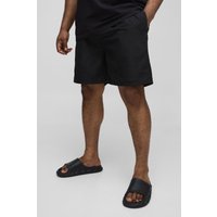 Plus mittellange Badehose mit Logo - Schwarz - 5XL, Schwarz von boohooman