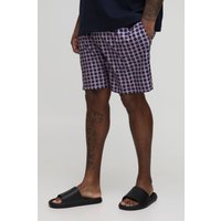 Plus mittellange karierte Badehose von boohooman