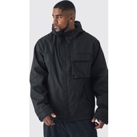 Plus schwarzer Parka mit Kapuze - 5XL, Schwarz von boohooman