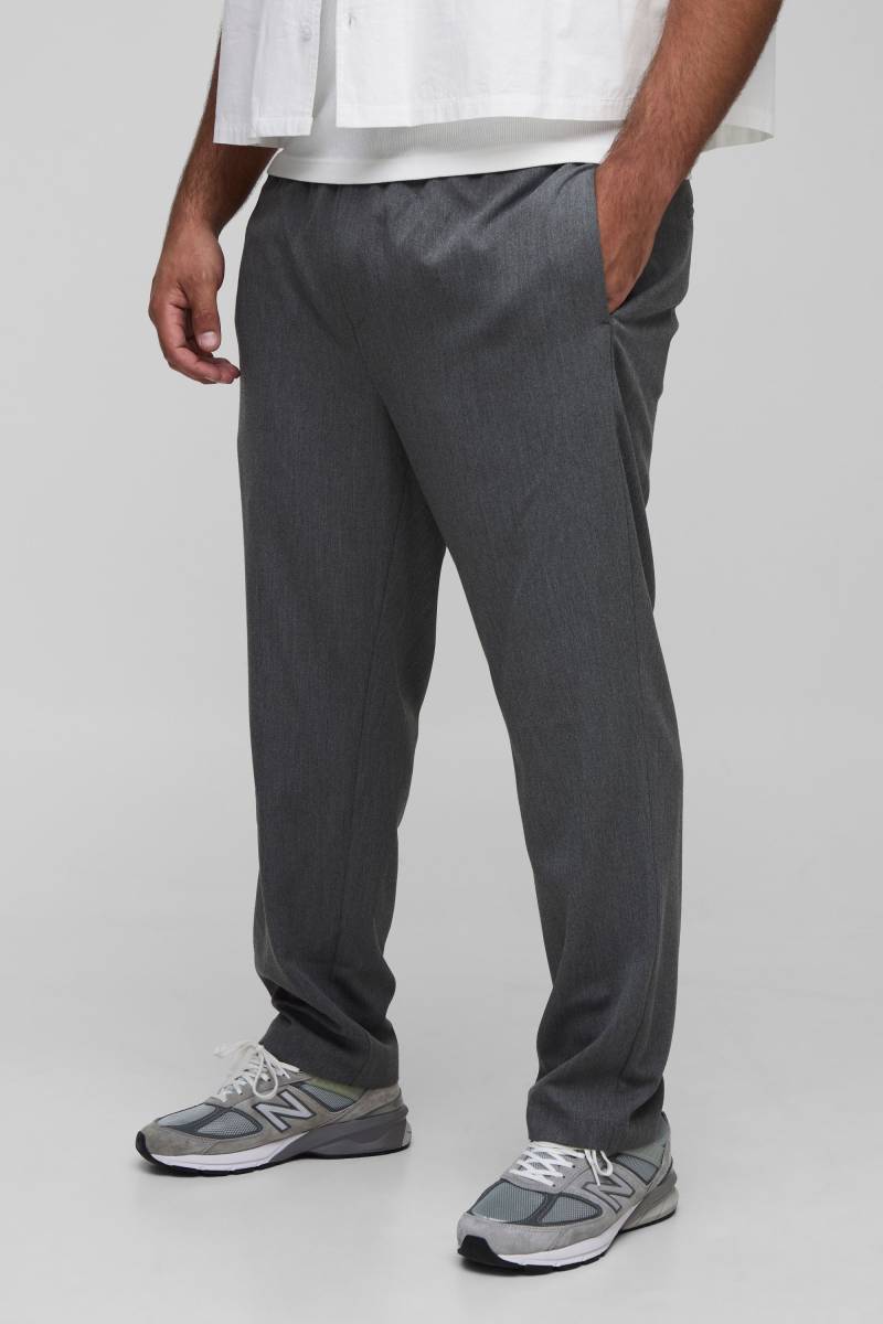 Plus smarte Jogginghose mit elastischem Bund - Grau - 5XL, Grau von boohooman