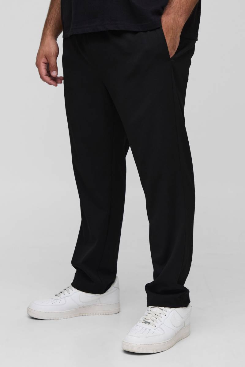 Plus smarte Jogginghose mit elastischem Bund - Schwarz - 5XL, Schwarz von boohooman