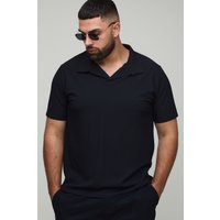 Plus strukturiertes Slim-Fit Poloshirt - Schwarz - 3XL, Schwarz von boohooman